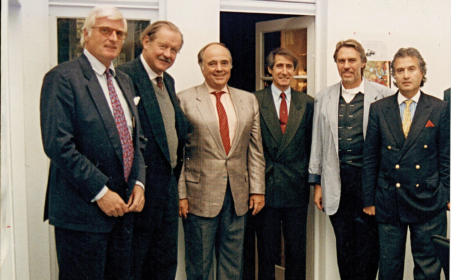 von links nach rechts: Wilhelm Belschner (Hypo Vereinsbank), Ferdinand Fürst von Bismarck, Robert Trent Jones jr. (Architekt  vom Südplatz) mit Assistent, Rainer Preißmann (Architekt vom Nordplatz) und Nicolai A. Siddig (Rechtsanwalt)